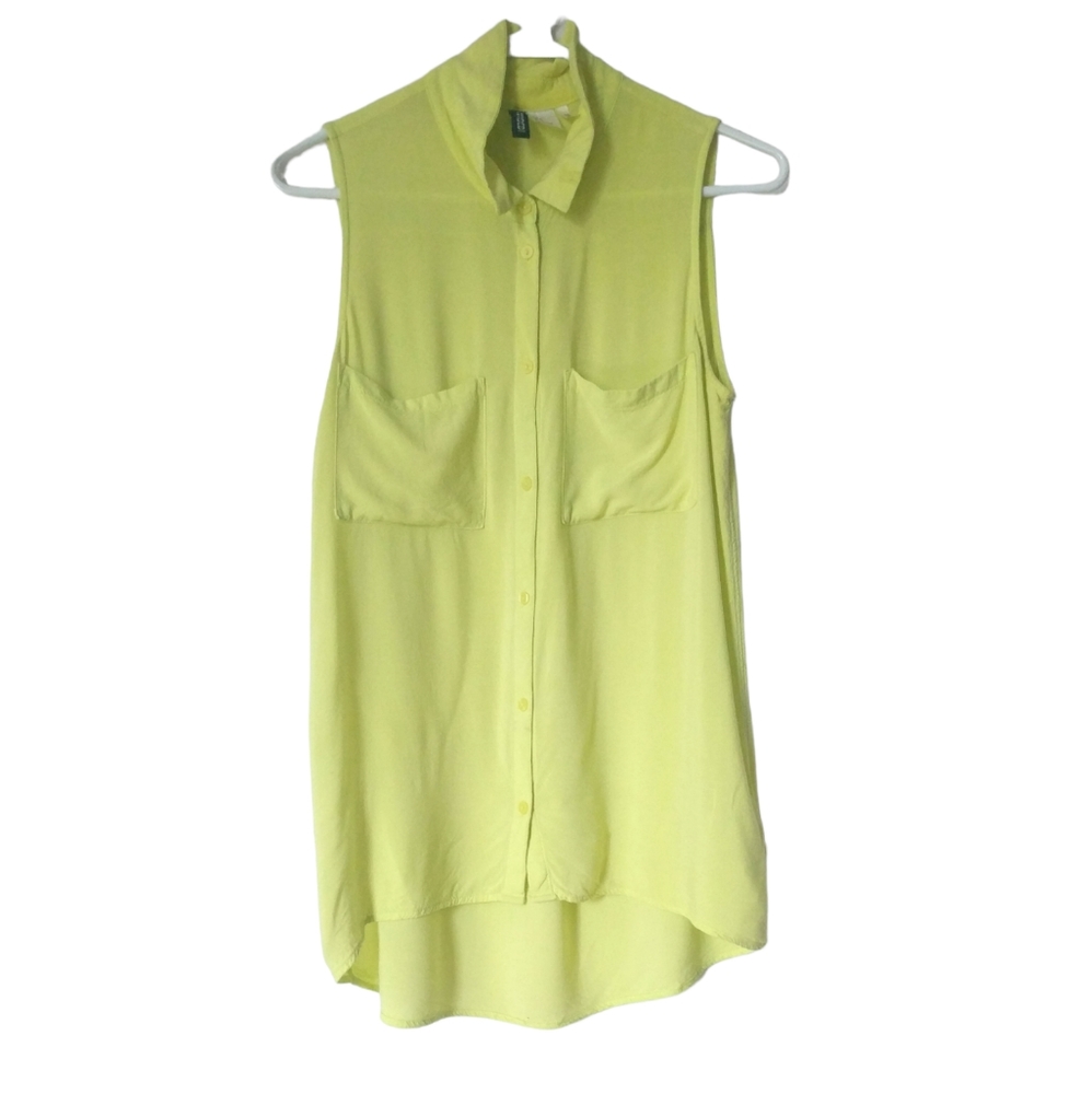 H&M Divided Limon Sleeveless Button Down Hi-Lo Blouse 6